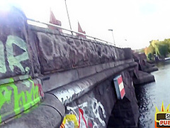 Real public tattooed MILF suck outdoor before riding cock