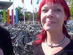 Public redhead milf gets slammed