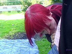 Public redhead milf gets slammed