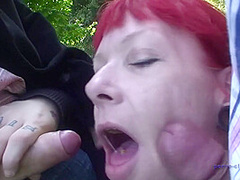 Public redhead milf gets slammed