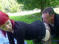 Public redhead milf gets slammed