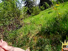 Real outdoor blowjob with pickedup skank