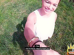 Real outdoor blowjob with pickedup skank