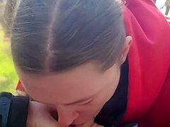 Amateur Deepthroat Queen Swallows Bwc And Cum On The Public Hiking Trail