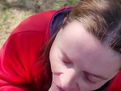 Amateur Deepthroat Queen Swallows Bwc And Cum On The Public Hiking Trail