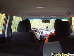 Public ebony driving student got banged in the backseat