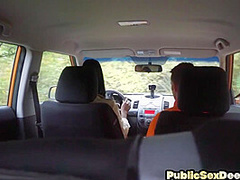 Public ebony driving student got banged in the backseat