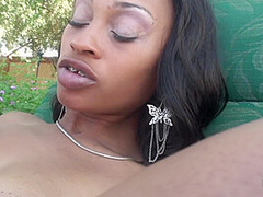 Pregnant ebony & her friend enjoy lesbian sex outdoor