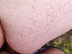 Quick Outdoor Fun With Cum In Her Lovely Hairy Pussy
