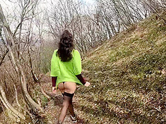 Perfect Ass Walks In The Woods Completely Naked And Touches Herself Because Shes Too Horny