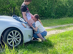 Sucking Dick Outdoors On The Side Road And Got Fucked Outdoors On The Car Hood 8 Min