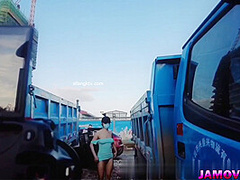 Asian Girl Posing with tied hand Outdoor