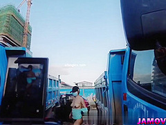 Asian Girl Posing with tied hand Outdoor