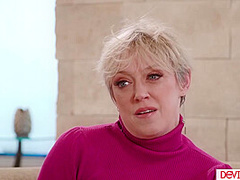 Teen stepdaughter watching bf fucking her big tits stepmom