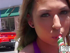 Slut Shows Herself In The Street And Sucks