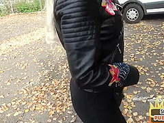 Outdoor public BJ German MILF gets fucked in hotel room