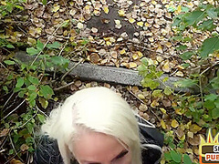 Outdoor public BJ German MILF gets fucked in hotel room