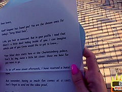 Skinny German babe sucks in public outdoor before fucked