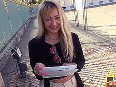 Skinny German babe sucks in public outdoor before fucked