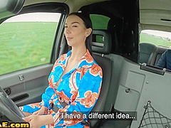 Busty fake taxi driver fucked outdoor by her customer