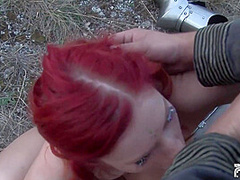 Female soldier gets her fuck holes pounded deep by her horny colleague on the filed