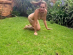 Well Trained Bitch Doing Tricks, Playing With A Stick As Well As Pissing With Her Leg Raised 6 Min