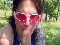 Brunette Passionate Blowjob In The Forest - Facial Cumshot 5 Min