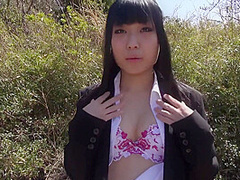 Japanese college student in recruit suit loses it for outdoor sex