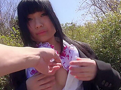 Japanese college student in recruit suit loses it for outdoor sex