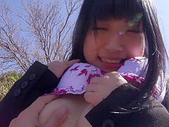 Japanese college student in recruit suit loses it for outdoor sex