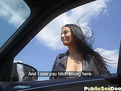 Picked up hitchhiking smashed for free ride in POV