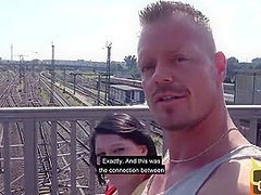 Real public fucked German lady rides sex date cock outdoor