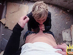 Tattooed German lady POV fucked by sex date on public place