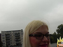 Public cocksucking German babe POV fucked in hotel room