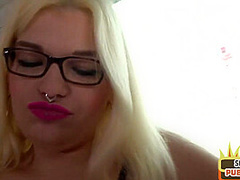 Public cocksucking German babe POV fucked in hotel room