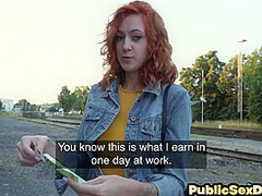 Redhead amateur babe got pick up and fucked outdoor in POV