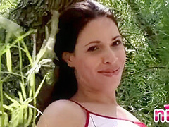 Lesbian Nina Outdoor Perfect Pussy and Tease
