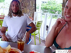 Horny Wifey Gets Wet Over Hung Black Bartender