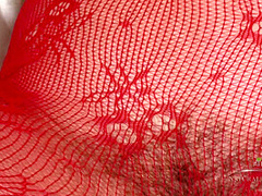 Mature Karolina Returns Stripping Out Of Her Red Fishnet Thingies And Shows Off Her Milf Hairy Body