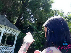 Virtual Date - Cute Brunette Went Outside To Pee
