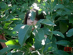 Phoebe is outside getting naked for a photo shoot