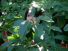 Phoebe is outside getting naked for a photo shoot