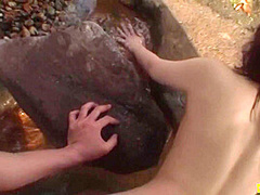 Group Of Japanese Babes Get Banged Outside In The Water By More Guys