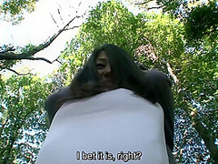 Perfectly pale Japanese wife audacious tryst in a forest