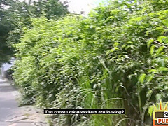 Public Germany babe 3some fucked outdoor on sex date