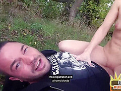 Public POV babe fucked outdoor by sex date after BJ in car