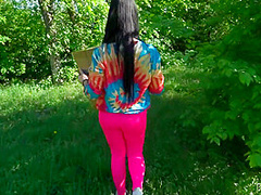 Brunette Hippie Makes Outdoor Handjob For Free