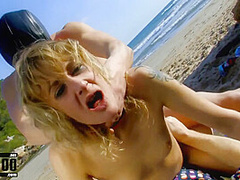 Threesome At The Beach With Blonde French Slut