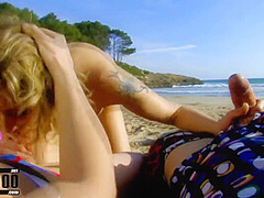 Threesome At The Beach With Blonde French Slut