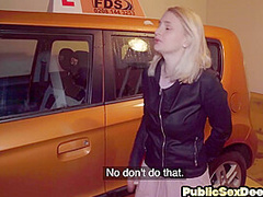 Real driving babe public fucked in garage by instructor